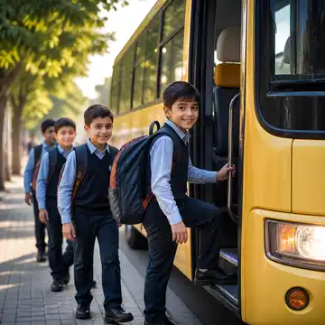 سوار شدن دانش‌آموزان به سرویس
