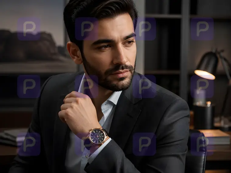 مرد شیکپوش با ساعت لوکس