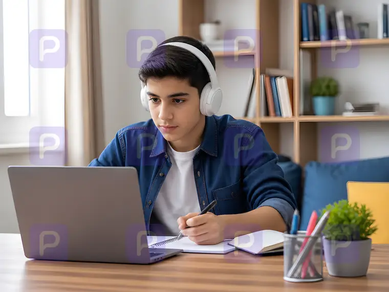 دانشآموز در کلاس آنلاین