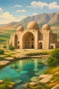 کاخ ساسانی کنار حوض