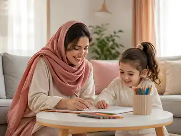 نقاشی مادر و دختر