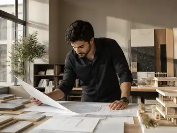 معمار جوان در دفتر طراحی