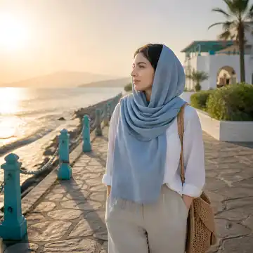 قدم‌زدن کنار ساحل در غروب