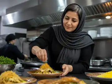 آماده‌سازی غذا در آشپزخانه رستوران