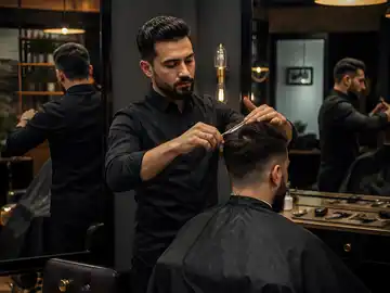 آرایشگر مردانه در سالن مدرن