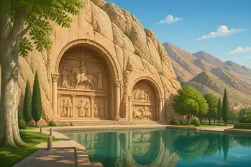 طاقبستان و انعکاس آب