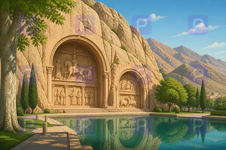 طاقبستان و انعکاس آب