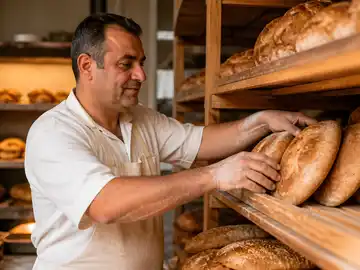 نانوای سنتی در کارگاه نان