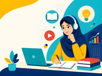 دانشجوی ایرانی در حال مطالعه آنلاین