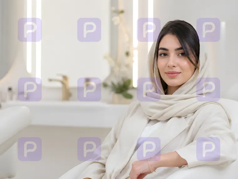 پرتره زن جوان با پوشش روشن