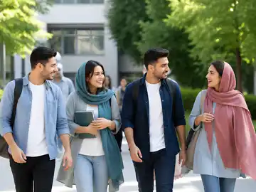 گفت‌وگوی دوستانه در محوطه دانشگاه