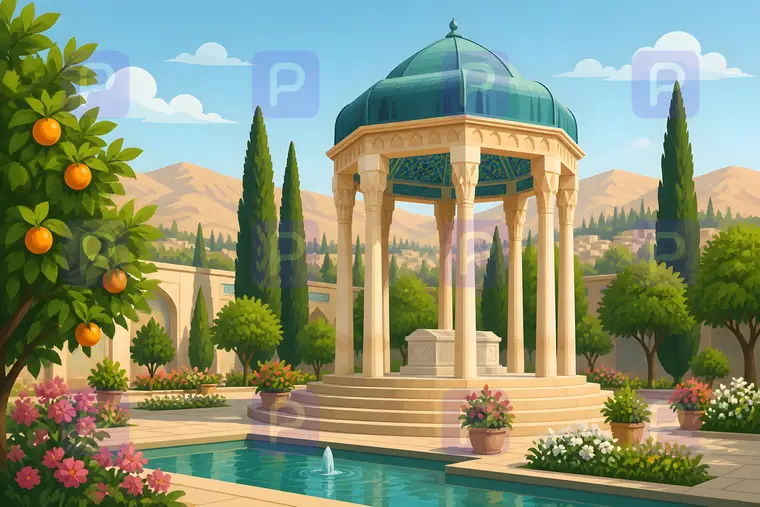 آرامگاه حافظ در باغ شیراز
