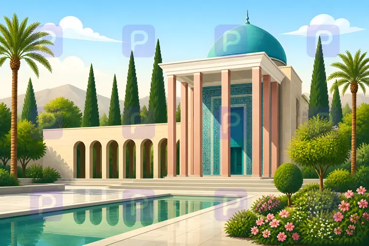 آرامگاه سعدی در باغ شیراز